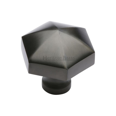 This is an image of a Heritage Brass - Cabinet Knob Classic Hexagon Design 32mm Matt Bronze Finish, c2238-mb that is available to order from T.H Wiggans Ironmongery in Kendal.