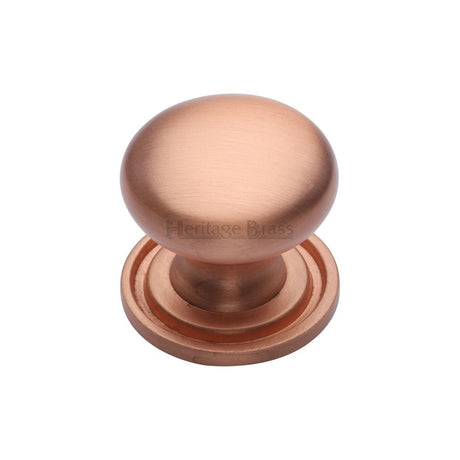 This is an image of a Heritage Brass - Cabinet Knob Victorian Round Design with base 25mm Satin Rose Go, c2240-25-srg that is available to order from T.H Wiggans Ironmongery in Kendal.