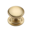 This is an image of a Heritage Brass - Cabinet Knob Victorian Round Design with base 32mm Satin Brass F, c2240-32-sb that is available to order from T.H Wiggans Ironmongery in Kendal.
