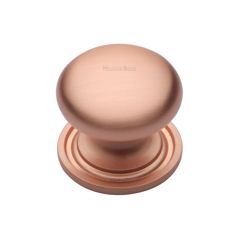 This is an image of a Heritage Brass - Cabinet Knob Victorian Round Design with base 32mm Satin Rose Go, c2240-32-srg that is available to order from T.H Wiggans Ironmongery in Kendal.