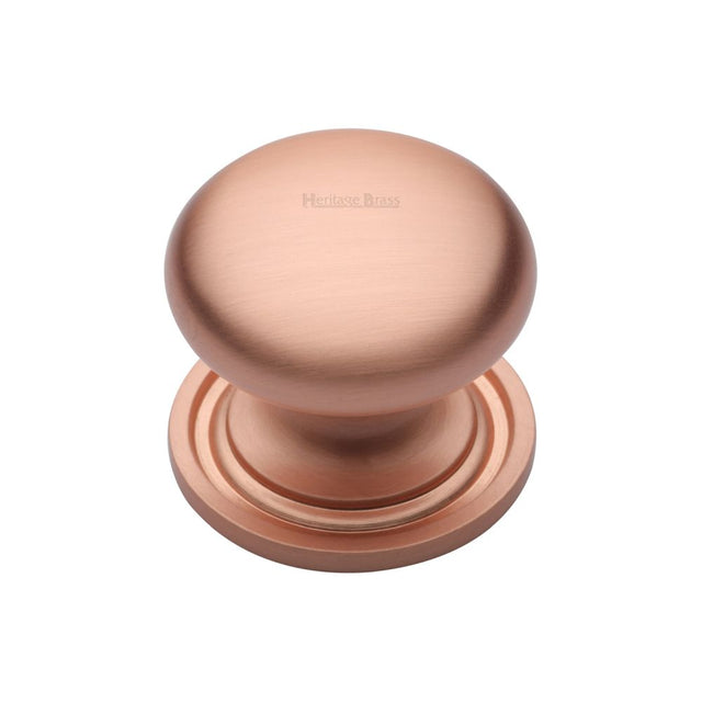 This is an image of a Heritage Brass - Cabinet Knob Victorian Round Design with base 32mm Satin Rose Go, c2240-32-srg that is available to order from T.H Wiggans Ironmongery in Kendal.