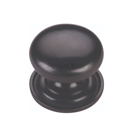 This is an image of a Heritage Brass - Cabinet Knob Victorian Round Design with base 38mm Matt Black F, c2240-38-bkmt that is available to order from T.H Wiggans Ironmongery in Kendal.