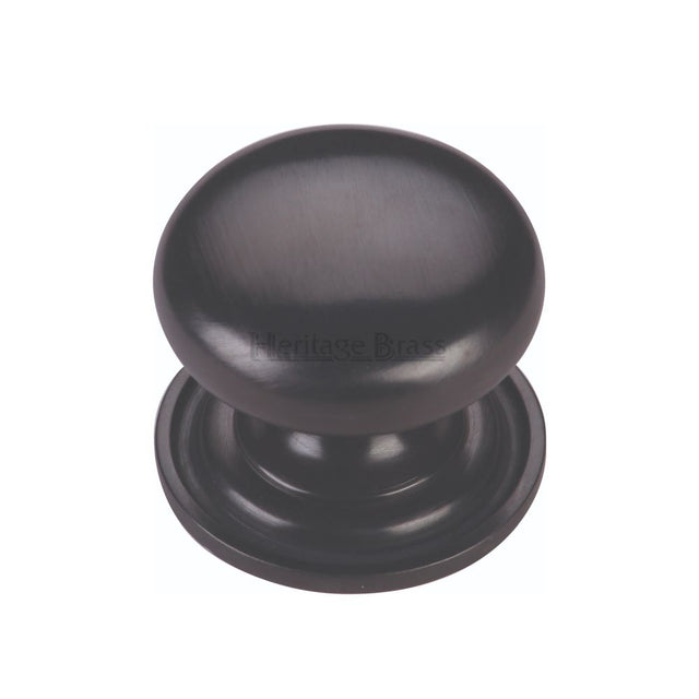 This is an image of a Heritage Brass - Cabinet Knob Victorian Round Design with base 38mm Matt Black F, c2240-38-bkmt that is available to order from T.H Wiggans Ironmongery in Kendal.
