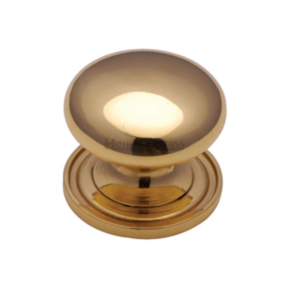 This is an image of a Heritage Brass - Cabinet Knob Victorian Round Design with base 38mm Polished Brass F, c2240-38-pb that is available to order from T.H Wiggans Ironmongery in Kendal.