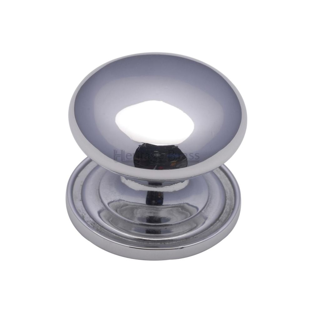 This is an image of a Heritage Brass - Cabinet Knob Victorian Round Design with base 38mm Polished Chrome, c2240-38-pc that is available to order from T.H Wiggans Ironmongery in Kendal.