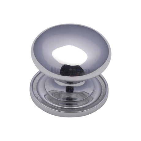 This is an image of a Heritage Brass - Cabinet Knob Victorian Round Design with base 38mm Polished Chrome, c2240-38-pc that is available to order from T.H Wiggans Ironmongery in Kendal.