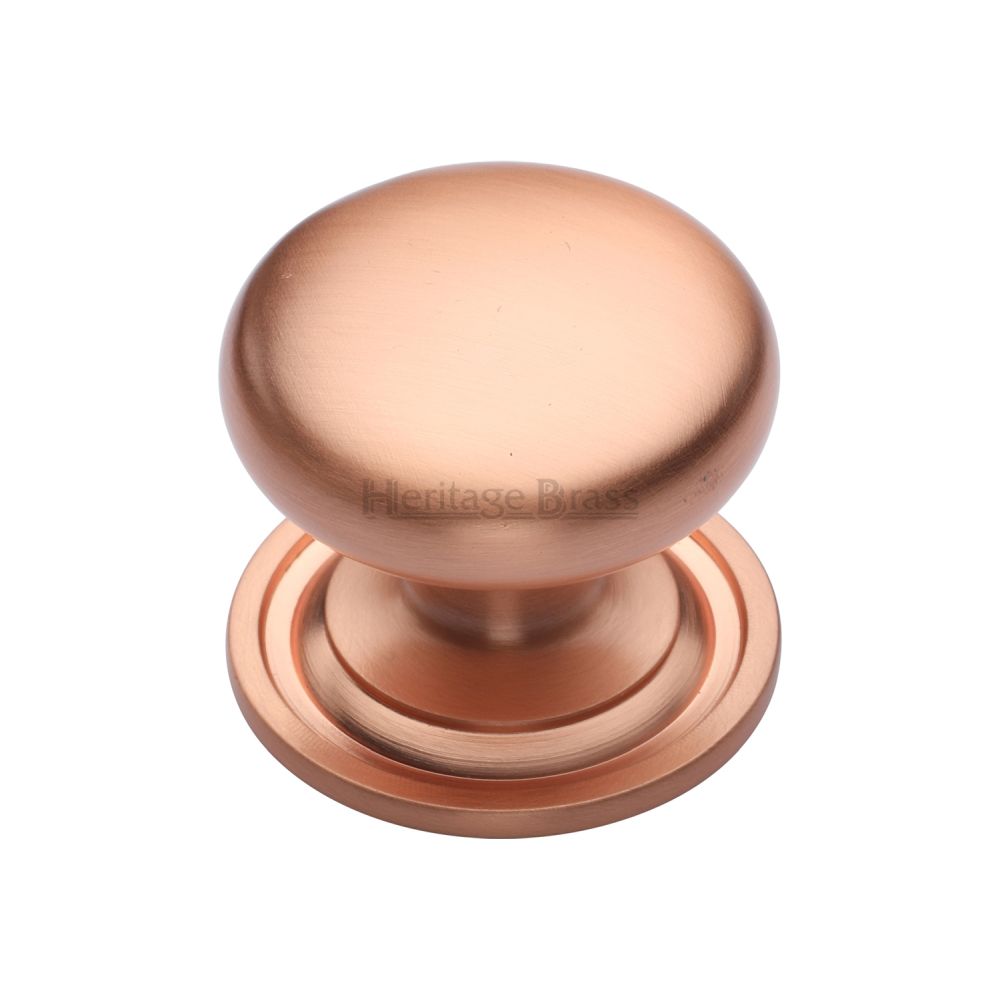 This is an image of a Heritage Brass - Cabinet Knob Victorian Round Design with base 38mm Satin Rose Go, c2240-38-srg that is available to order from T.H Wiggans Ironmongery in Kendal.