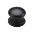 This is an image of a Heritage Brass - Cabinet Knob Victorian Round Design with base 48mm Matt Black F, c2240-48-bkmt that is available to order from T.H Wiggans Ironmongery in Kendal.