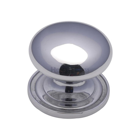This is an image of a Heritage Brass - Cabinet Knob Victorian Round Design with base 48mm Polished Chrome, c2240-48-pc that is available to order from T.H Wiggans Ironmongery in Kendal.