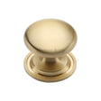 This is an image of a Heritage Brass - Cabinet Knob Victorian Round Design with base 48mm Satin Brass F, c2240-48-sb that is available to order from T.H Wiggans Ironmongery in Kendal.
