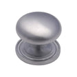 This is an image of a Heritage Brass - Cabinet Knob Victorian Round Design with base 48mm Satin Chrome, c2240-48-sc that is available to order from T.H Wiggans Ironmongery in Kendal.
