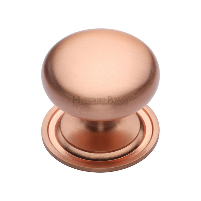 This is an image of a Heritage Brass - Cabinet Knob Victorian Round Design with base 48mm Satin Rose Go, c2240-48-srg that is available to order from T.H Wiggans Ironmongery in Kendal.