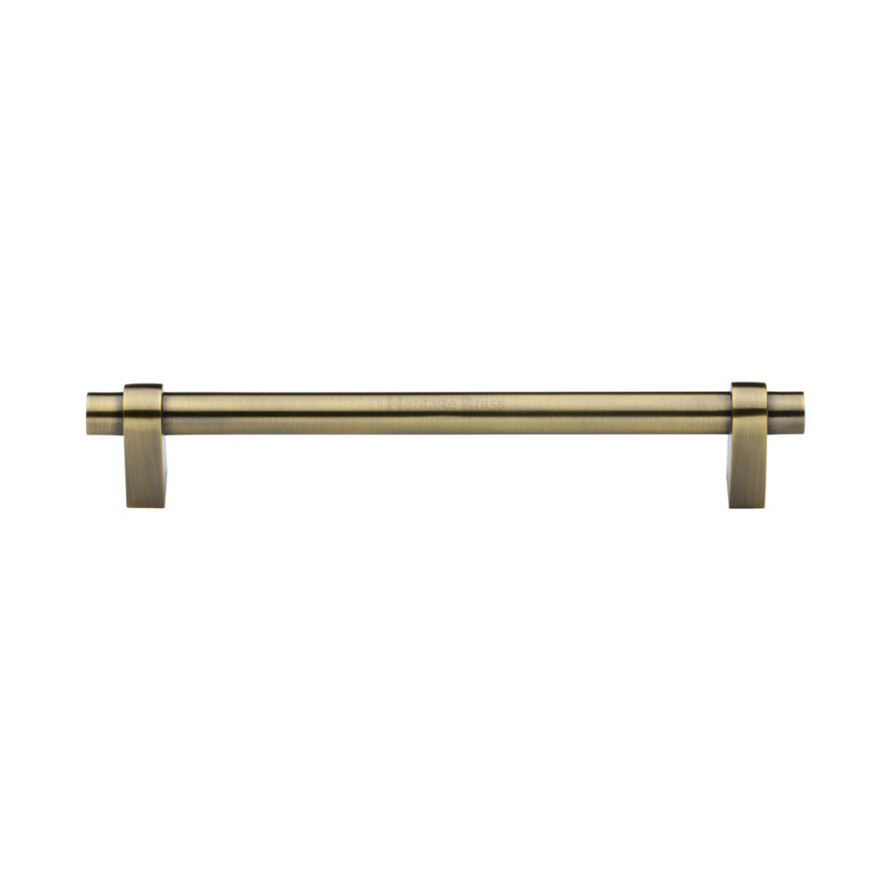 This is an image of a Heritage Brass - Cabinet Pull Industrial Design 160mm CTC Antique Brass Finish, c2480-160-at that is available to order from T.H Wiggans Ironmongery in Kendal.