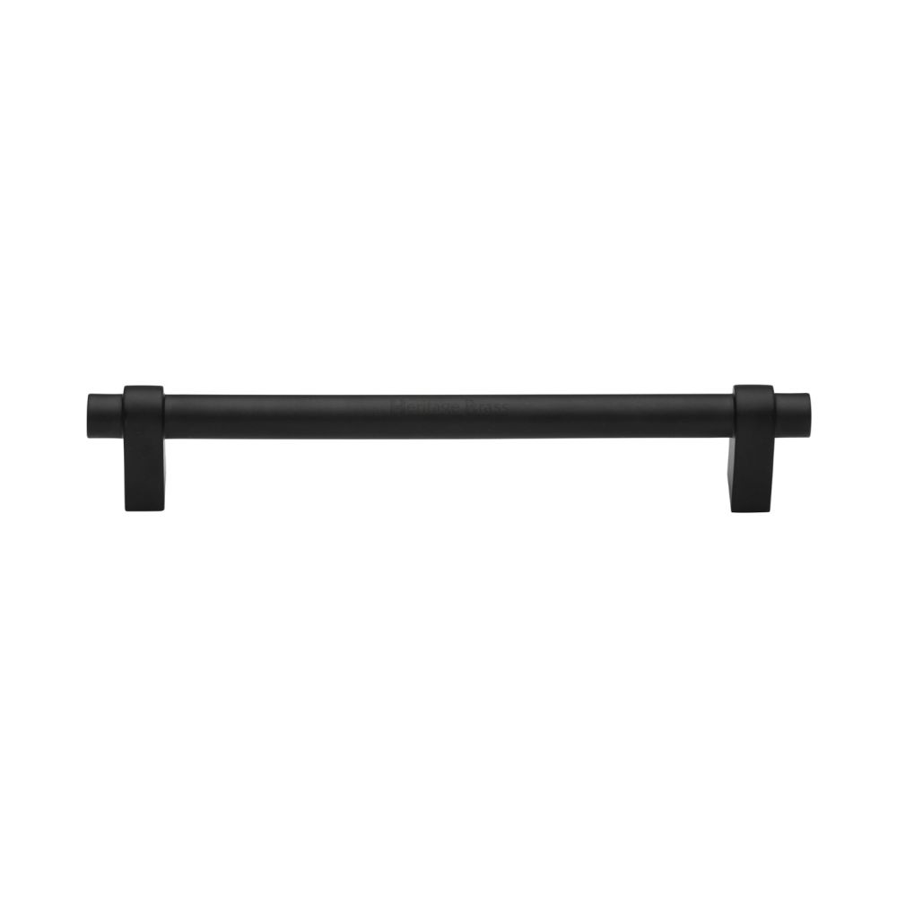 This is an image of a Heritage Brass - Cabinet Pull Industrial Design 160mm CTC Matt Black Finish, c2480-160-bkmt that is available to order from T.H Wiggans Ironmongery in Kendal.
