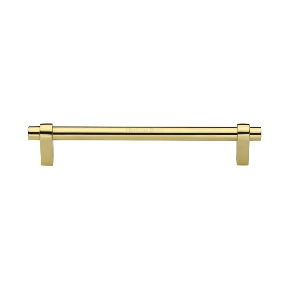 This is an image of a Heritage Brass - Cabinet Pull Industrial Design 160mm CTC Polished Brass Finish, c2480-160-pb that is available to order from T.H Wiggans Ironmongery in Kendal.