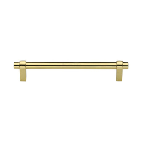 This is an image of a Heritage Brass - Cabinet Pull Industrial Design 160mm CTC Polished Brass Finish, c2480-160-pb that is available to order from T.H Wiggans Ironmongery in Kendal.