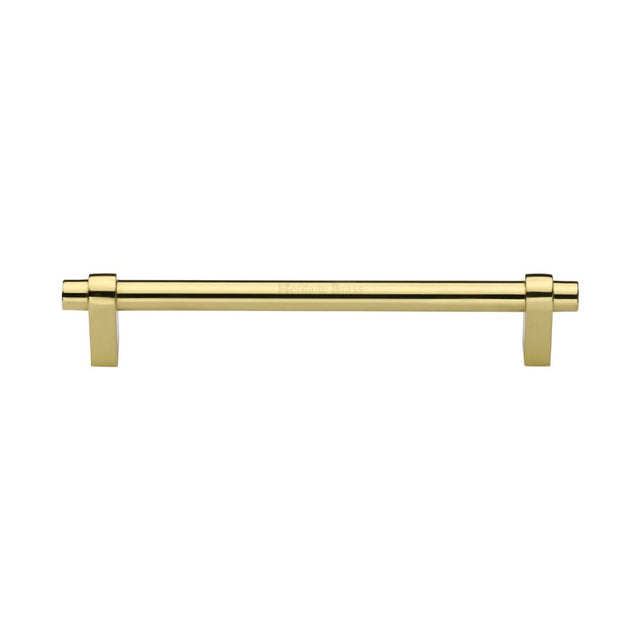 This is an image of a Heritage Brass - Cabinet Pull Industrial Design 160mm CTC Polished Brass Finish, c2480-160-pb that is available to order from T.H Wiggans Ironmongery in Kendal.