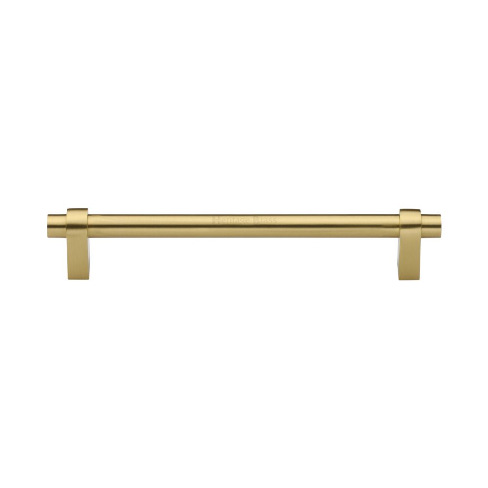 This is an image of a Heritage Brass - Cabinet Pull Industrial Design 160mm CTC Satin Brass Finish, c2480-160-sb that is available to order from T.H Wiggans Ironmongery in Kendal.