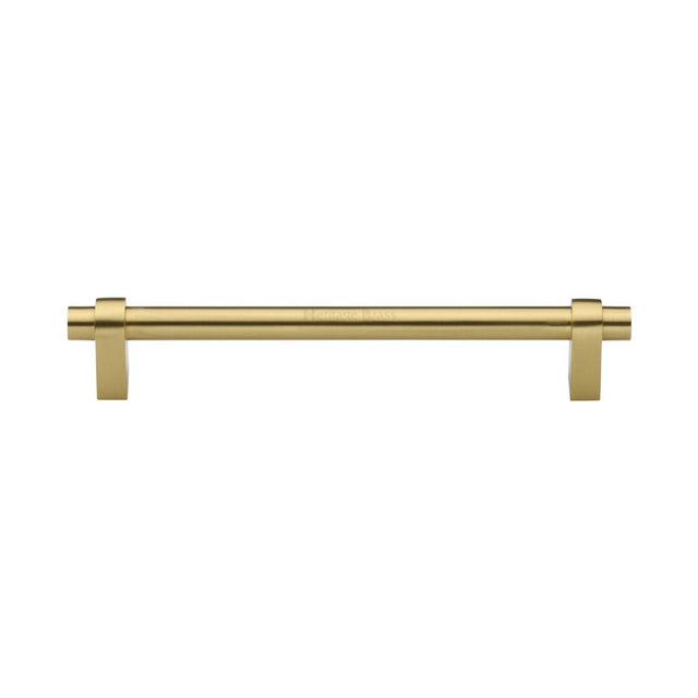 This is an image of a Heritage Brass - Cabinet Pull Industrial Design 160mm CTC Satin Brass Finish, c2480-160-sb that is available to order from T.H Wiggans Ironmongery in Kendal.