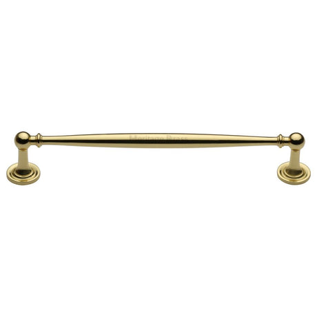 This is an image of a Heritage Brass - Cabinet Pull Colonial Design 203mm CTC Polished Brass Finish, c2533-203-pb that is available to order from T.H Wiggans Ironmongery in Kendal.