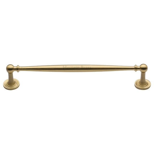 This is an image of a Heritage Brass - Cabinet Pull Colonial Design 203mm CTC Satin Brass Finish, c2533-203-sb that is available to order from T.H Wiggans Ironmongery in Kendal.