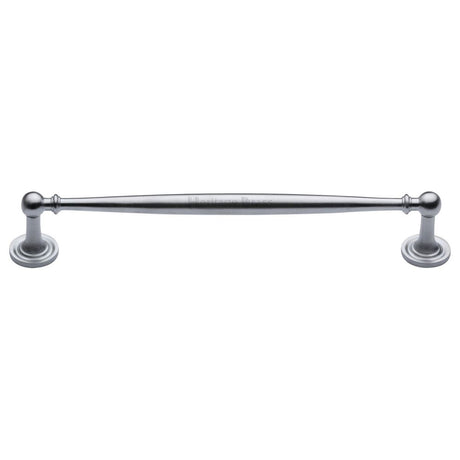 This is an image of a Heritage Brass - Cabinet Pull Colonial Design 203mm CTC Satin Chrome Finish, c2533-203-sc that is available to order from T.H Wiggans Ironmongery in Kendal.