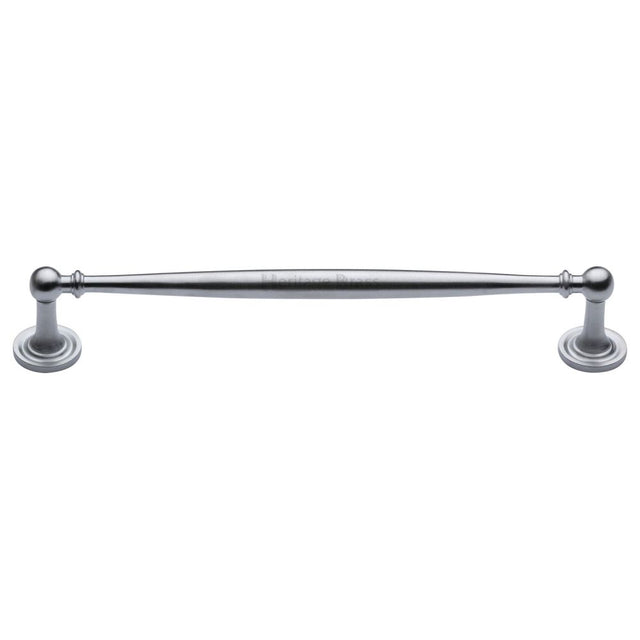 This is an image of a Heritage Brass - Cabinet Pull Colonial Design 203mm CTC Satin Chrome Finish, c2533-203-sc that is available to order from T.H Wiggans Ironmongery in Kendal.
