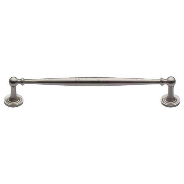 This is an image of a Heritage Brass - Cabinet Pull Colonial Design 203mm CTC Satin Nickel Finish, c2533-203-sn that is available to order from T.H Wiggans Ironmongery in Kendal.