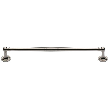 This is an image of a Heritage Brass - Cabinet Pull Colonial Design 254mm CTC Polished Nickel Finish, c2533-254-pnf that is available to order from T.H Wiggans Ironmongery in Kendal.