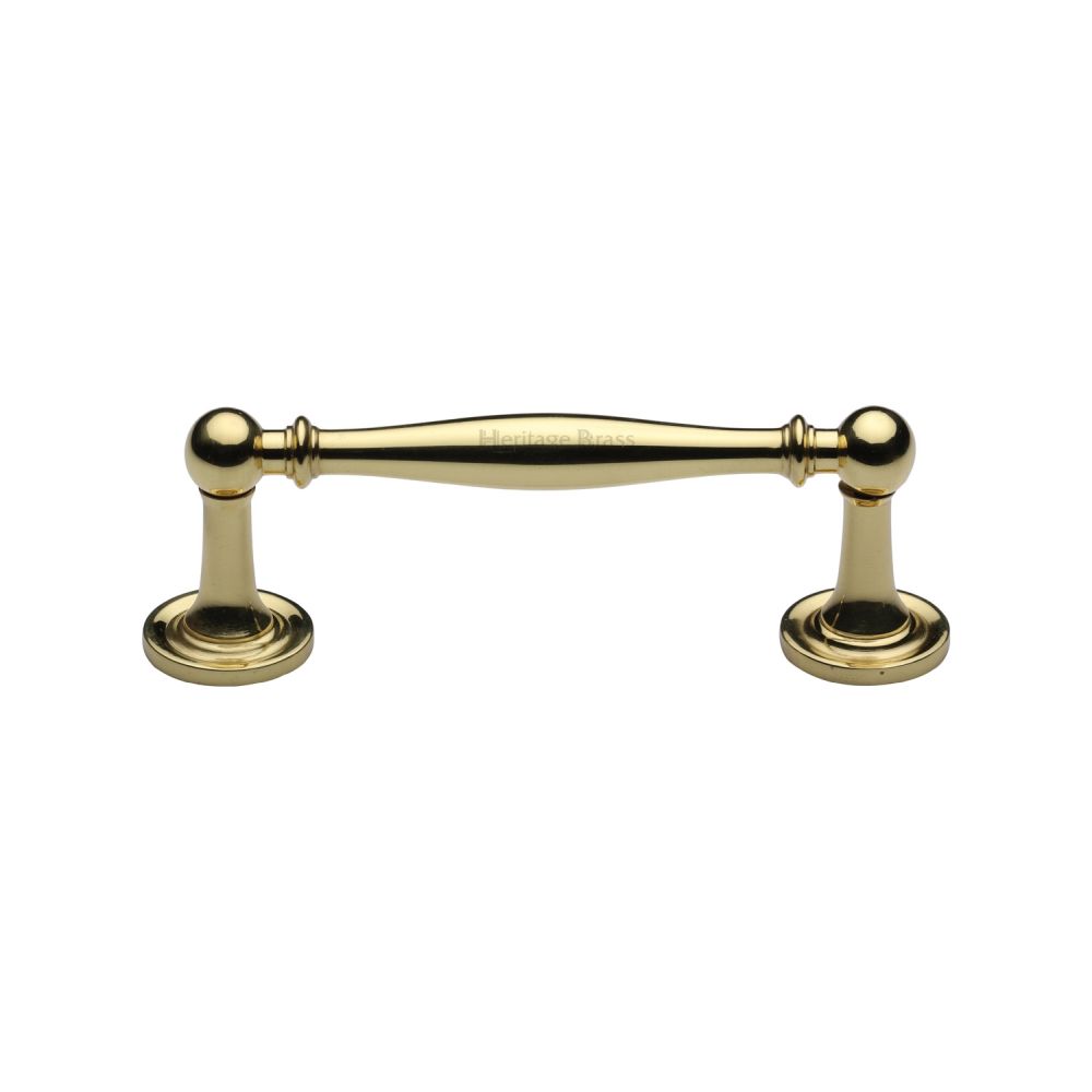 This is an image of a Heritage Brass - Cabinet Pull Colonial Design 96mm CTC Polished Brass Finish, c2533-96-pb that is available to order from T.H Wiggans Ironmongery in Kendal.