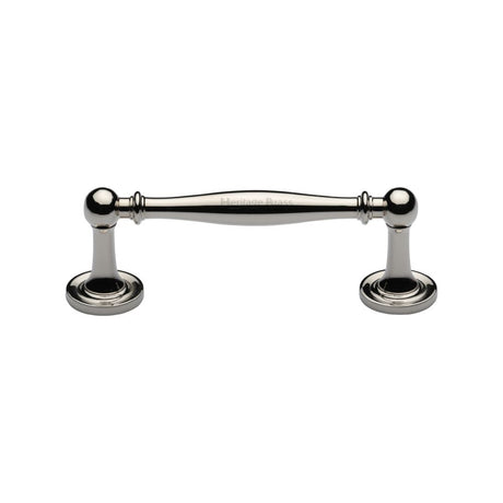 This is an image of a Heritage Brass - Cabinet Pull Colonial Design 96mm CTC Polished Nickel Finish, c2533-96-pnf that is available to order from T.H Wiggans Ironmongery in Kendal.
