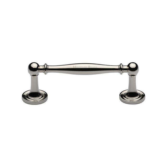 This is an image of a Heritage Brass - Cabinet Pull Colonial Design 96mm CTC Polished Nickel Finish, c2533-96-pnf that is available to order from T.H Wiggans Ironmongery in Kendal.