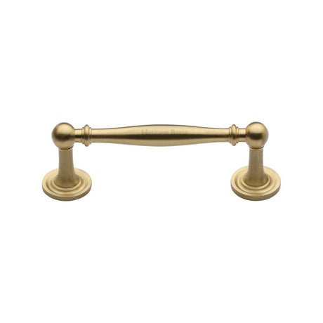 This is an image of a Heritage Brass - Cabinet Pull Colonial Design 96mm CTC Satin Brass Finish, c2533-96-sb that is available to order from T.H Wiggans Ironmongery in Kendal.