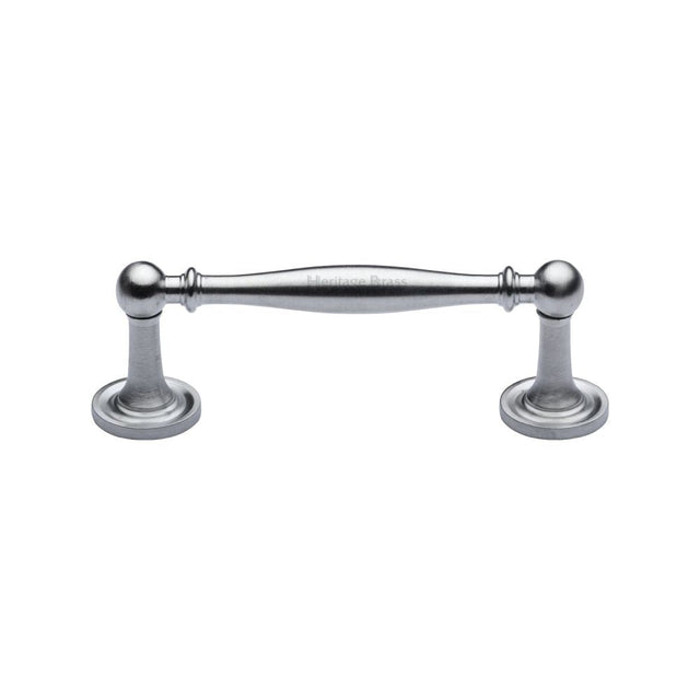 This is an image of a Heritage Brass - Cabinet Pull Colonial Design 96mm CTC Satin Chrome Finish, c2533-96-sc that is available to order from T.H Wiggans Ironmongery in Kendal.