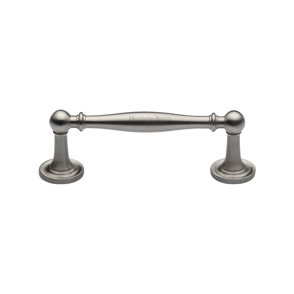 This is an image of a Heritage Brass - Cabinet Pull Colonial Design 96mm CTC Satin Nickel Finish, c2533-96-sn that is available to order from T.H Wiggans Ironmongery in Kendal.