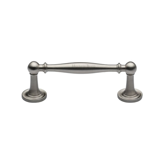 This is an image of a Heritage Brass - Cabinet Pull Colonial Design 96mm CTC Satin Nickel Finish, c2533-96-sn that is available to order from T.H Wiggans Ironmongery in Kendal.