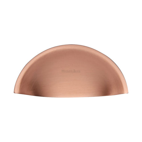 This is an image of a Heritage Brass - Drawer Cup Pull Half Moon Design 57mm CTC Satin Rose Gold Finish, c2760-srg that is available to order from T.H Wiggans Ironmongery in Kendal.