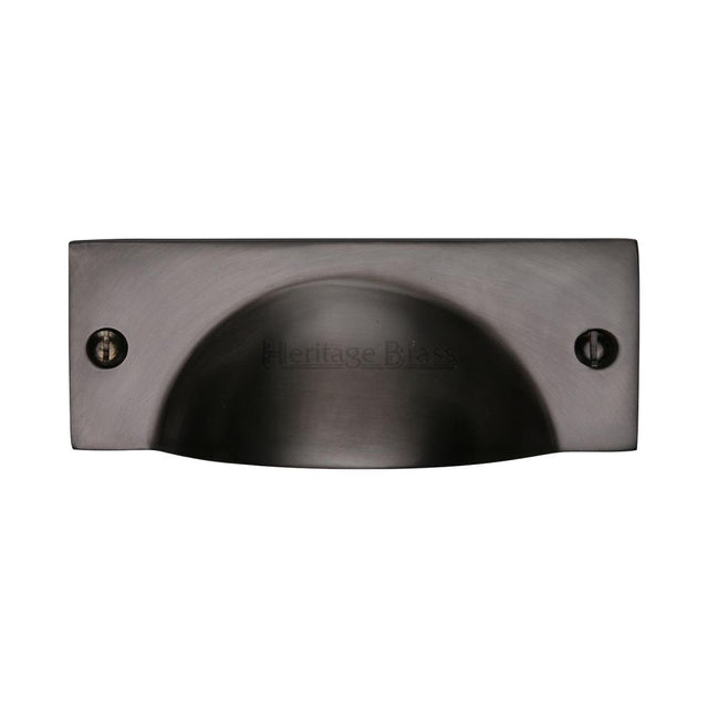 This is an image of a Heritage Brass - Drawer Cup Pull Cheshire Design Matt Bronze Finish, c2762-mb that is available to order from T.H Wiggans Ironmongery in Kendal.