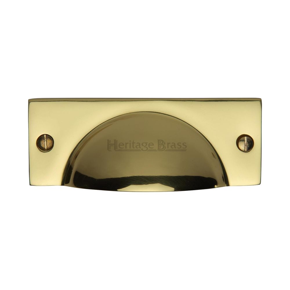 This is an image of a Heritage Brass - Drawer Cup Pull Cheshire Design Polished Brass Finish, c2762-pb that is available to order from T.H Wiggans Ironmongery in Kendal.