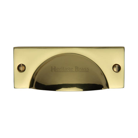 This is an image of a Heritage Brass - Drawer Cup Pull Cheshire Design Polished Brass Finish, c2762-pb that is available to order from T.H Wiggans Ironmongery in Kendal.