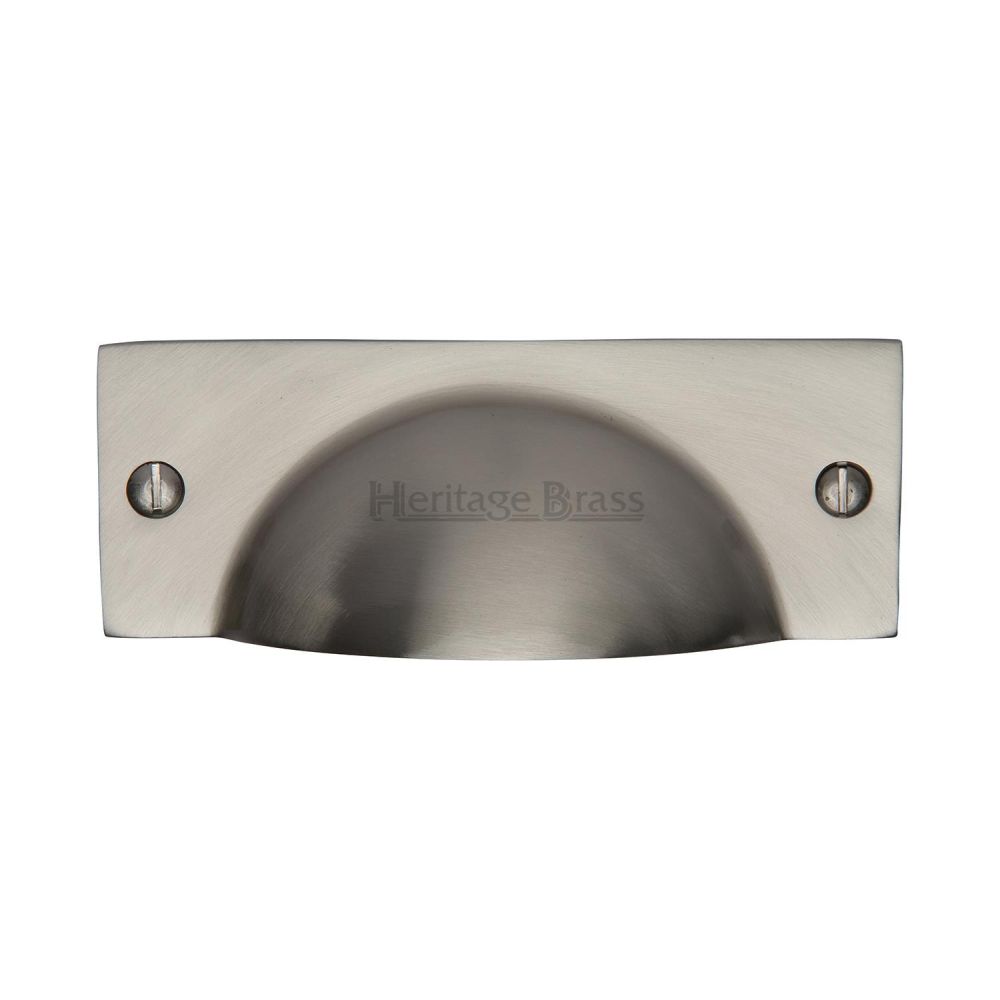 This is an image of a Heritage Brass - Drawer Cup Pull Cheshire Design Satin Nickel Finish, c2762-sn that is available to order from T.H Wiggans Ironmongery in Kendal.