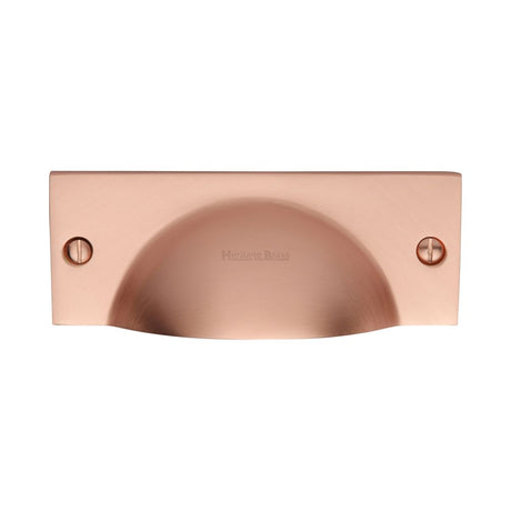 This is an image of a Heritage Brass - Drawer Cup Pull Cheshire Design Satin Rose Gold Finish, c2762-srg that is available to order from T.H Wiggans Ironmongery in Kendal.