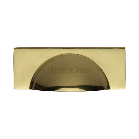 This is an image of a Heritage Brass - Drawer Cup Pull Hampshire Design 57mm CTC Polished Brass Finish, c2764-pb that is available to order from T.H Wiggans Ironmongery in Kendal.