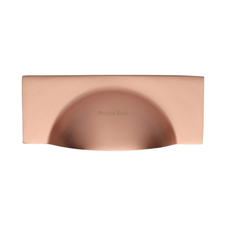 This is an image of a Heritage Brass - Drawer Cup Pull Hampshire Design 57mm CTC Satin Rose Gold Finish, c2764-srg that is available to order from T.H Wiggans Ironmongery in Kendal.