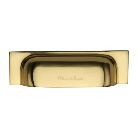 This is an image of a Heritage Brass - Drawer Cup Pull Military Design 152mm CTC Polished Brass Finish, c2766-152-pb that is available to order from T.H Wiggans Ironmongery in Kendal.