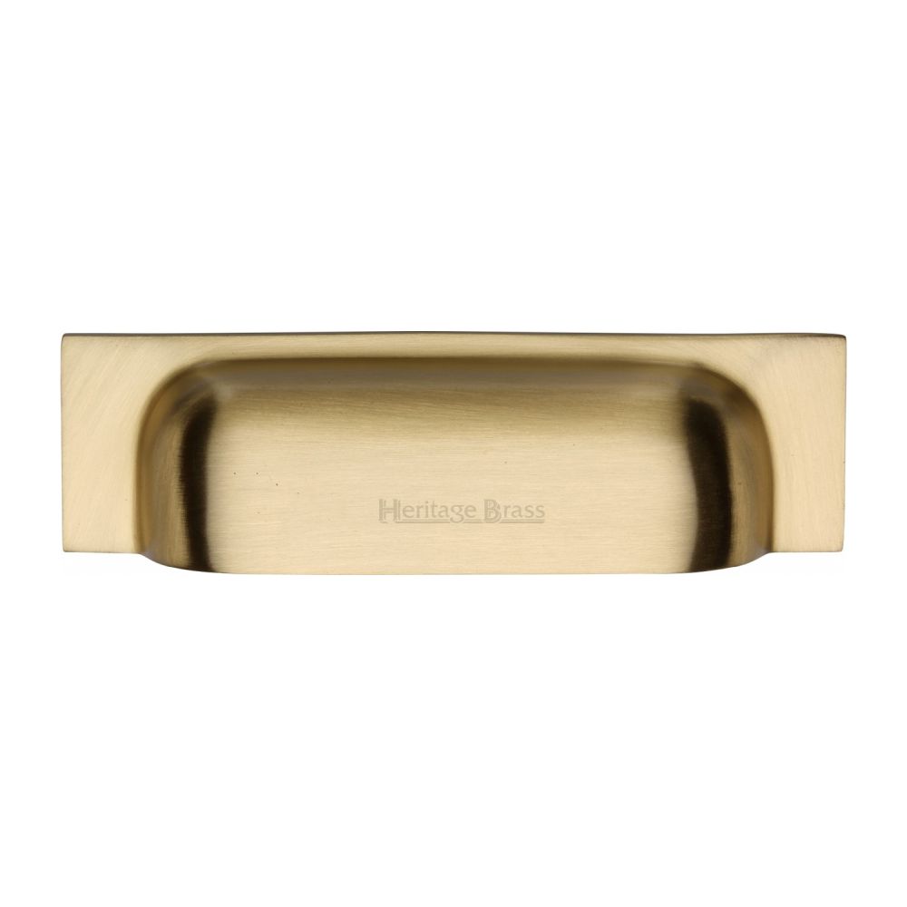 This is an image of a Heritage Brass - Drawer Cup Pull Military Design 152mm CTC Satin Brass Finish, c2766-152-sb that is available to order from T.H Wiggans Ironmongery in Kendal.