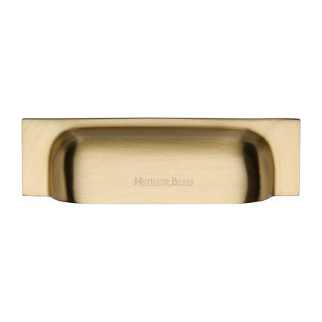 This is an image of a Heritage Brass - Drawer Cup Pull Military Design 152mm CTC Satin Brass Finish, c2766-152-sb that is available to order from T.H Wiggans Ironmongery in Kendal.