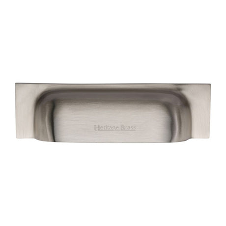 This is an image of a Heritage Brass - Drawer Cup Pull Military Design 152mm CTC Satin Nickel Finish, c2766-152-sn that is available to order from T.H Wiggans Ironmongery in Kendal.