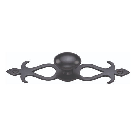 This is an image of a Heritage Brass - Cabinet Knob Oval/Backplate Design 32mm Matt Black Finish, c3072-32-bkmt that is available to order from T.H Wiggans Ironmongery in Kendal.