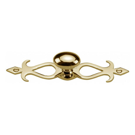 This is an image of a Heritage Brass - Cabinet Knob Oval/Backplate Design 32mm Polished Brass Finish, c3072-32-pb that is available to order from T.H Wiggans Ironmongery in Kendal.